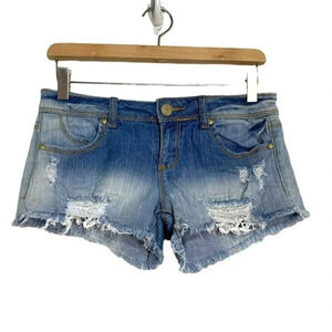 Almost Famous 3 juniors‎ distressed ripped jean shorts